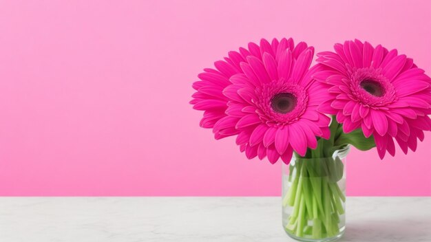 Foto flor rosa en un jarrón sobre la mesa