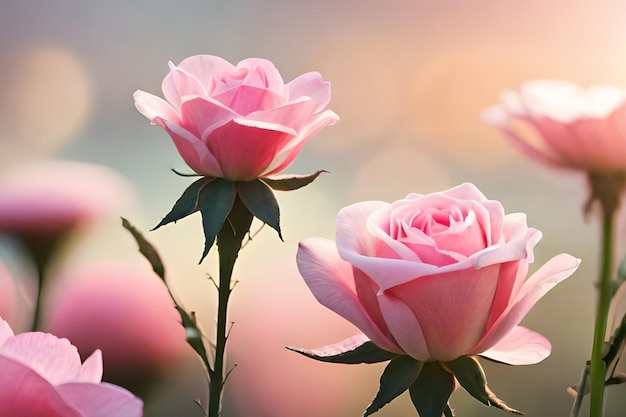 Una flor rosa a la luz del sol