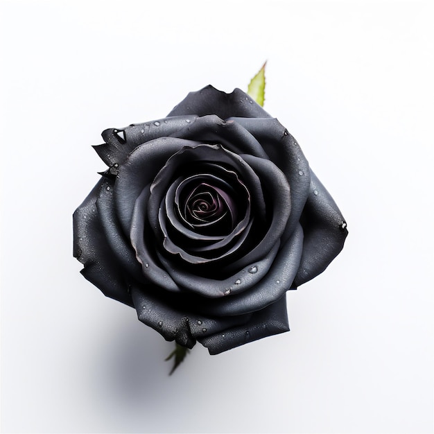 La flor de la rosa negra sobre un fondo blanco