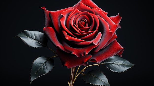 Flor de rosa negra sobre un fondo blanco