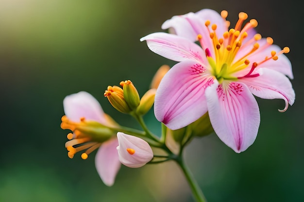 Una flor rosa con la palabra amor en ella.