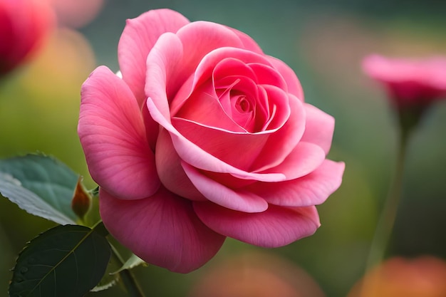 Una flor rosa con la palabra amor en ella.