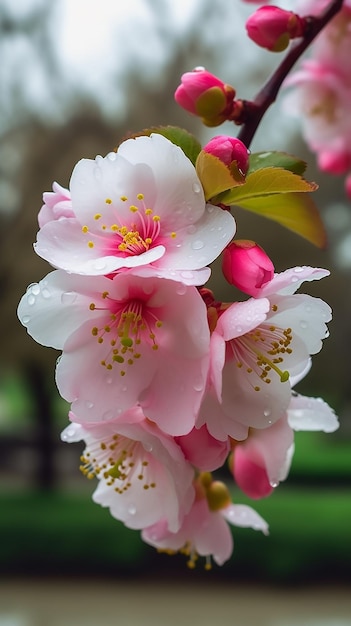 Una flor rosa con la palabra cereza