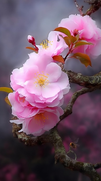 Una flor rosa con la palabra cereza