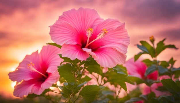 una flor rosa con la palabra hibisco en ella