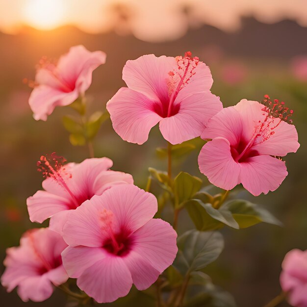 una flor rosa con la palabra hibisco en ella