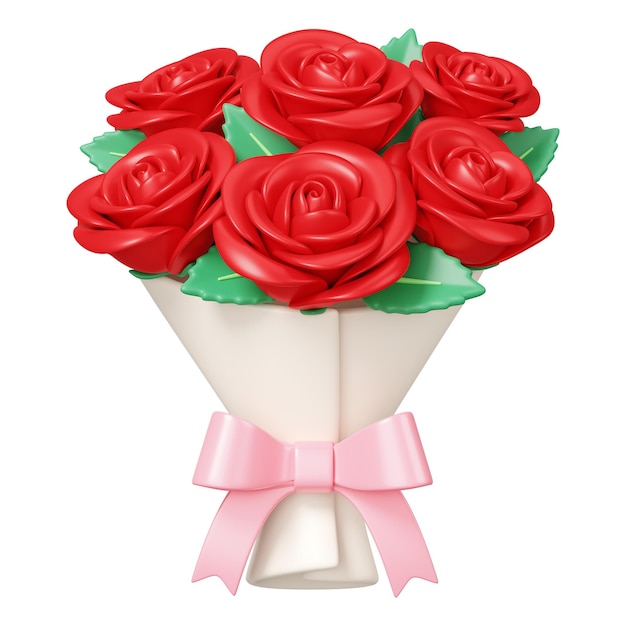 La flor de la rosa roja png ramo 3D ilustración fondo transparente