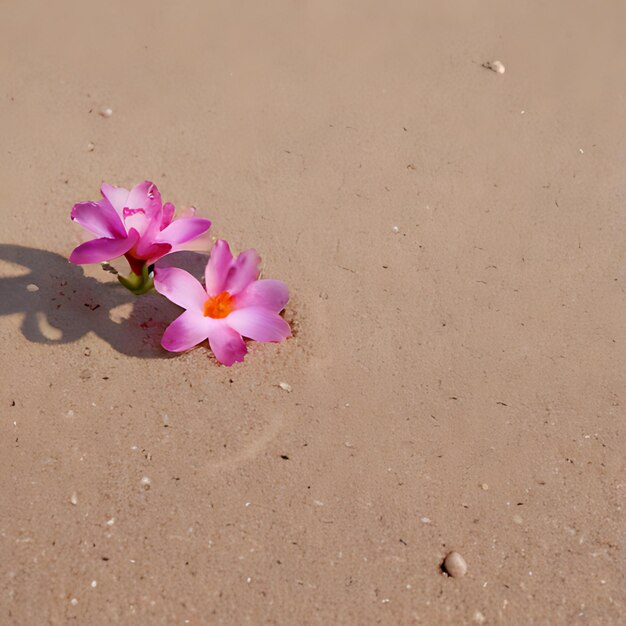 una flor rosa con una sombra en el suelo