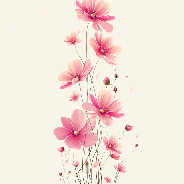 Una flor rosada con fondo blanco