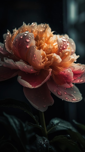 Una flor rosada con gotas de agua en ella