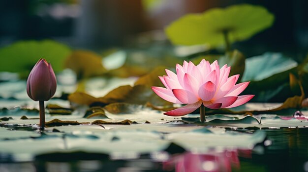 Foto una flor rosada en una superficie verde