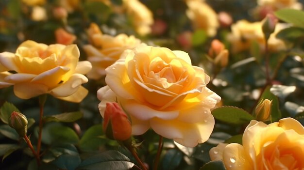 Flor de rosas de cobertura vegetal IA generativa bellamente florecida