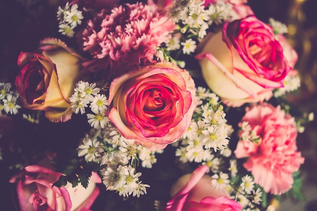 flor de rosas vintage retro para el fondo de la ceremonia de boda