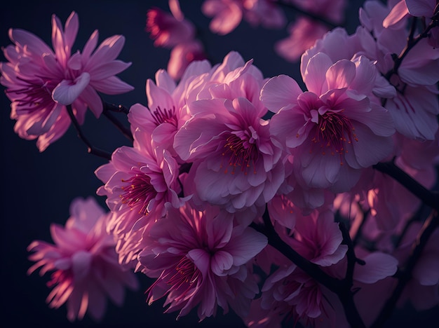 Una flor de sakura colorida hiperrealista profundidad de campo fotorrealista hiperdetallada