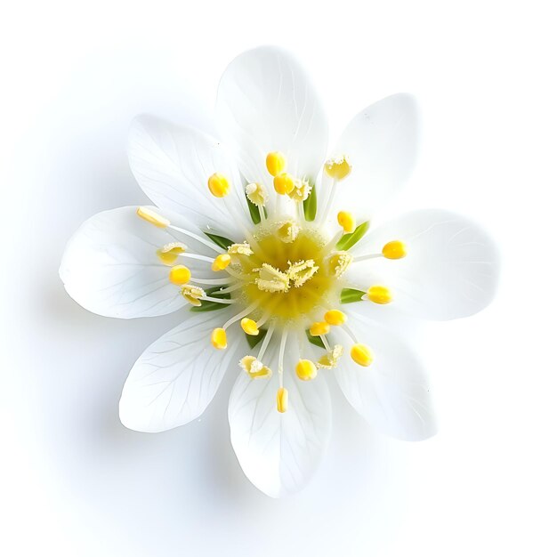 Foto flor de saxifrage ártico con color blanco y amarillo centrado clipart aislado en blanco bg natural