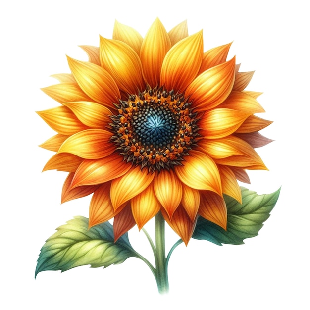 Flor de sol Bliss acuarela Clipart (en inglés)