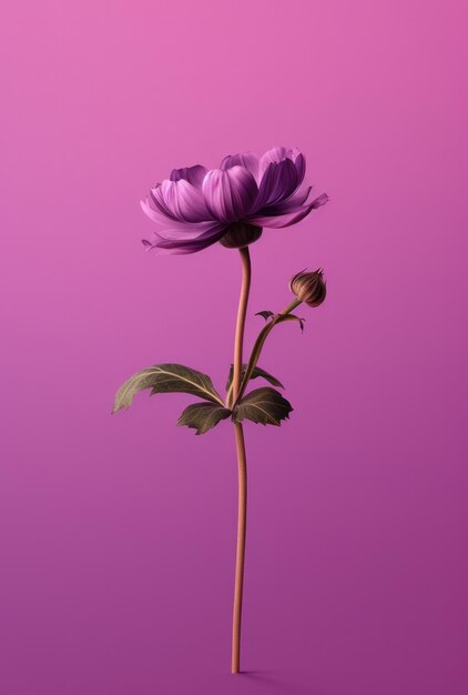 Foto una flor solitaria contra un fondo sólido