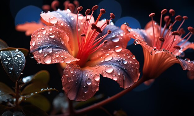 Foto la flor de strelitzia en un fondo oscuro