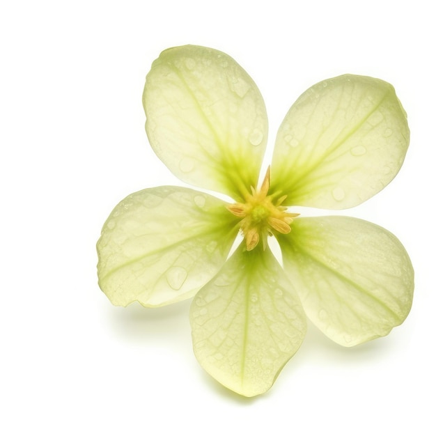 Una flor con un tallo verde y un centro amarillo.