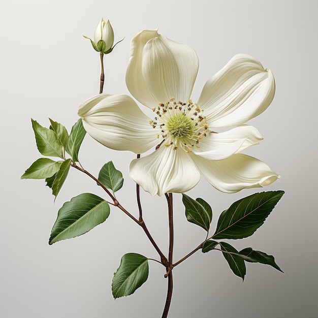 Flor con tallo verde flor blanca Itphotorealist Hd en fondo blanco