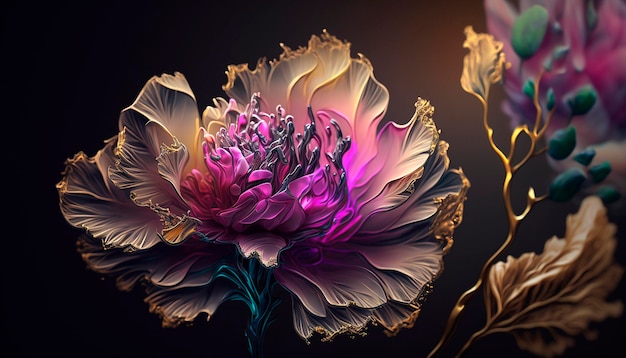 Flor de tinta fluida abstracta AI generativa