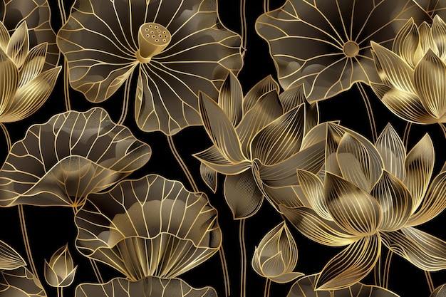 Flor tropical linha de ouro arte papel de parede design delicado para o seu cartão de casamento decoração de casa embalagem impressão capa bandeira