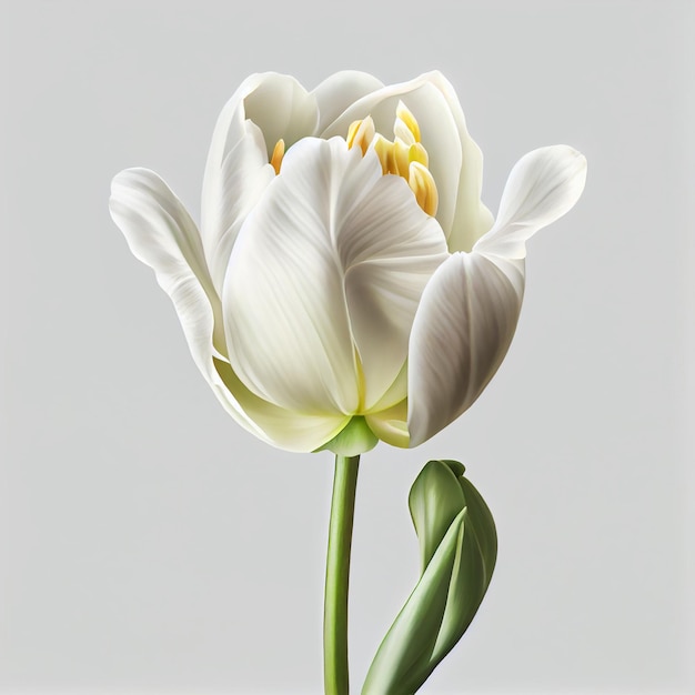 Flor de tulipán blanco tulipanes realistas planta acuarela ilustración AI generativa