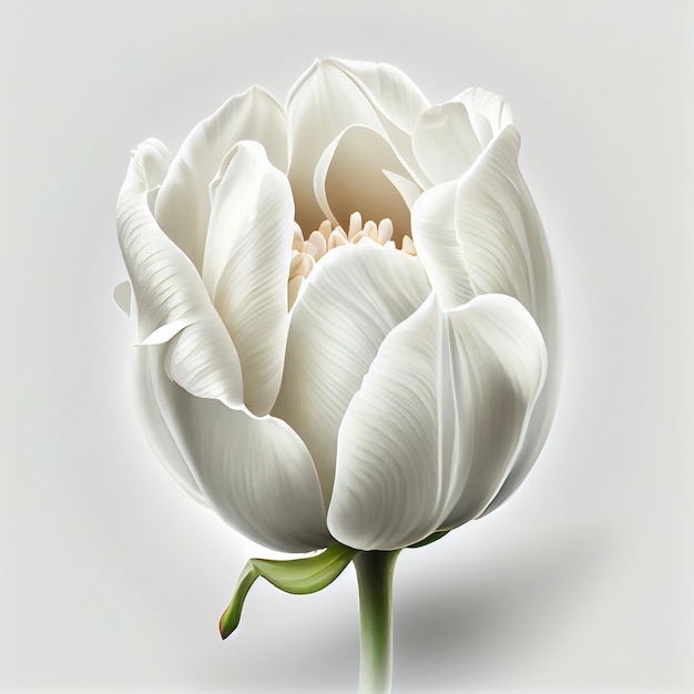 Flor de tulipán blanco tulipanes realistas planta acuarela ilustración AI generativa