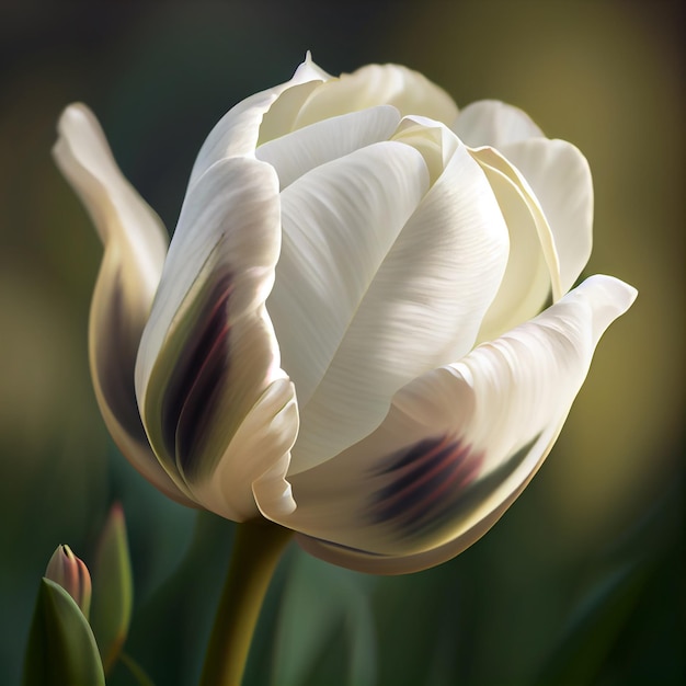 Flor de tulipán blanco tulipanes realistas planta acuarela ilustración AI generativa