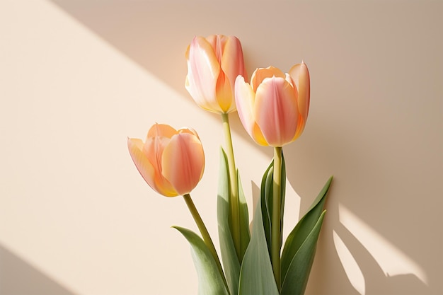 La flor del tulipán en un fondo llano