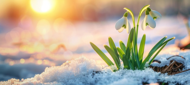 una flor verde en la nieve