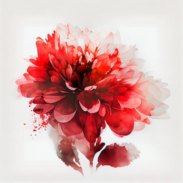Flor vermelha em aquarela de dupla exposição abstrata Ilustração digital