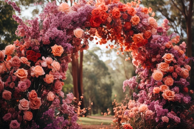 flor vermelha rosa casamento arco generativo ai