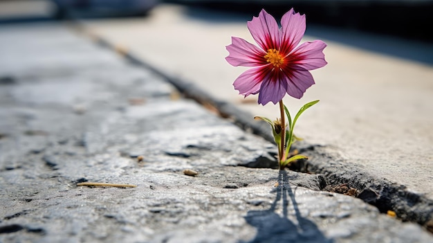 Flor vibrante en la acera