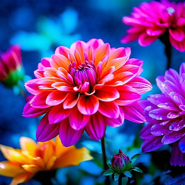 Foto una flor vibrante contra un llamativo telón de fondo negro