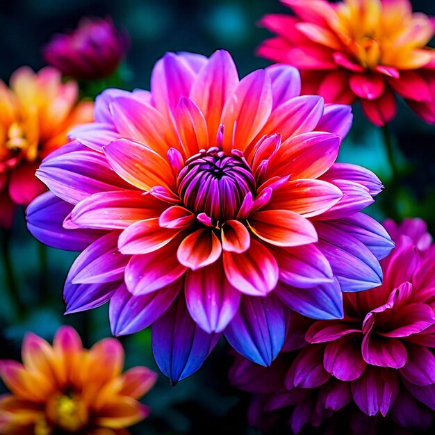 Foto una flor vibrante contra un llamativo telón de fondo negro