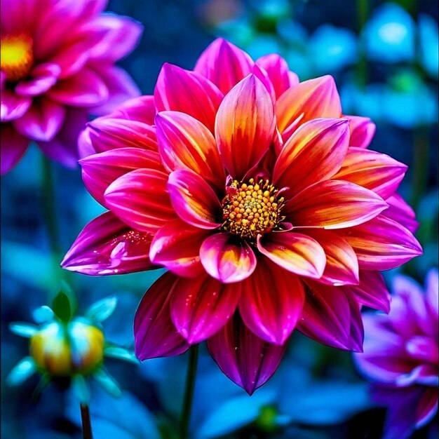 Foto una flor vibrante contra un llamativo telón de fondo negro