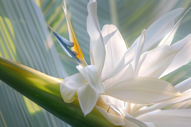 Foto flora exótica primer plano del pájaro blanco gigante del paraíso flor strelitzia nicolai planta tropical