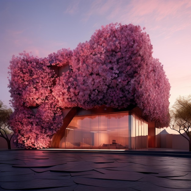 La flora en flor revela una encantadora obra maestra arquitectónica compuesta por innumerables flores mascotas