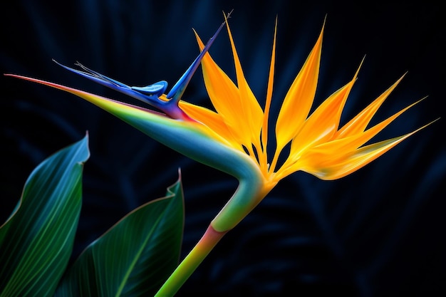 Flora strelitzia naturaleza hoja de planta botánica colorida tropical multi flor macro de color exótico