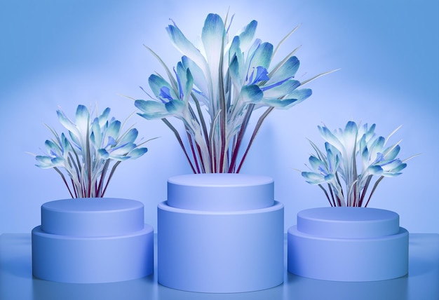 Floral 3D Podium Stage Uma plataforma impressionante com tema de flores para exibição e vitrines de produtos