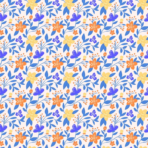 Floral amarillo azul naranja patrón sin costuras Verano ditsy repetir impresión Lindo diseño popular
