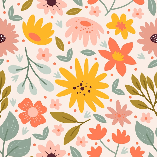 Floral e flores em flor padrão sem costura