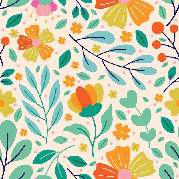 Floral e flores em flor padrão sem costura