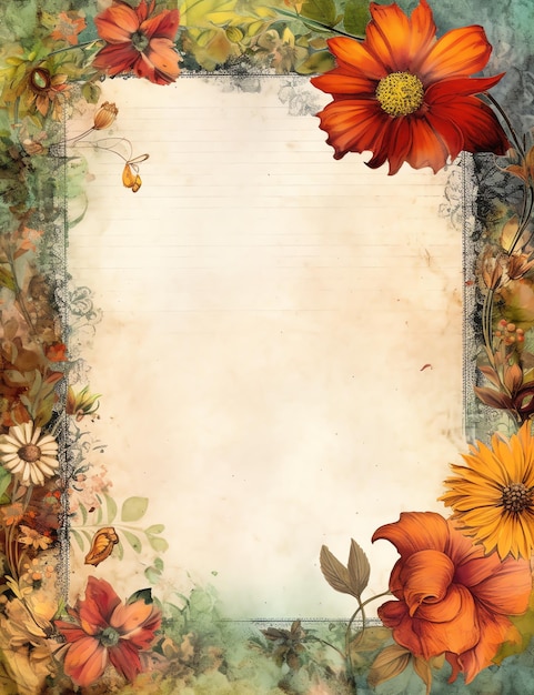 floral gerahmtes Papier Fantasy altes Papier Junk Journal digitales Papier