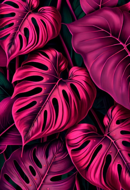 Floral Magenta Alocasia Stingray abstrakten Hintergrund