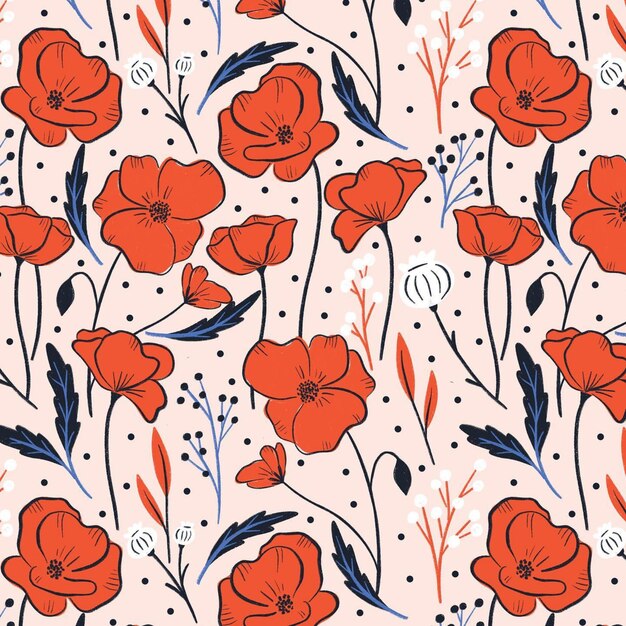 Foto floral de patrones sin fisuras naturaleza diseño textil primavera flor ilustración