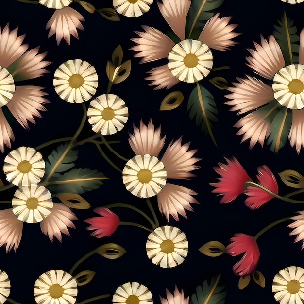 Floral Seamless Repeat Pattern Design Blumen für Textildesign Stoffdruck Generative KI