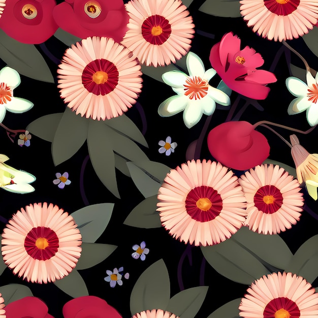 Floral Seamless Repeat Pattern Design Blumen für Textildesign Stoffdruck Generative KI