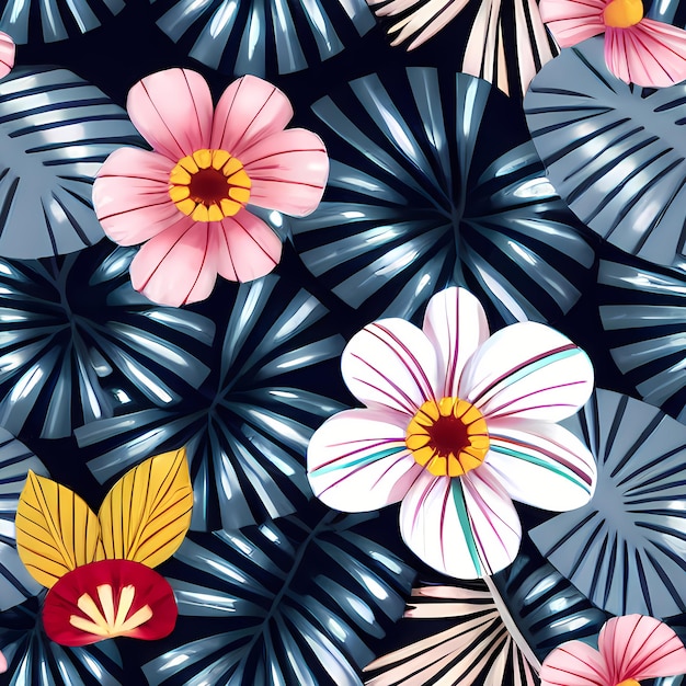 Floral Seamless Repeat Pattern Design Blumen für Textildesign Stoffdruck Generative KI